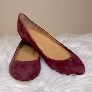 Size 7 J. Crew Janey Suede/Leather Flats in Burgundy Wine.  LIKE NEW!